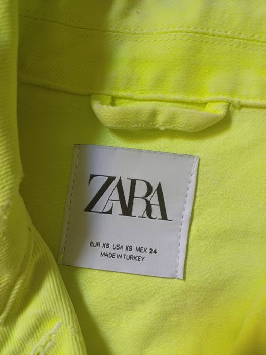 Komplet jeansowy dżinsowy Zara dekatyzowany seledynowy XXS, XS