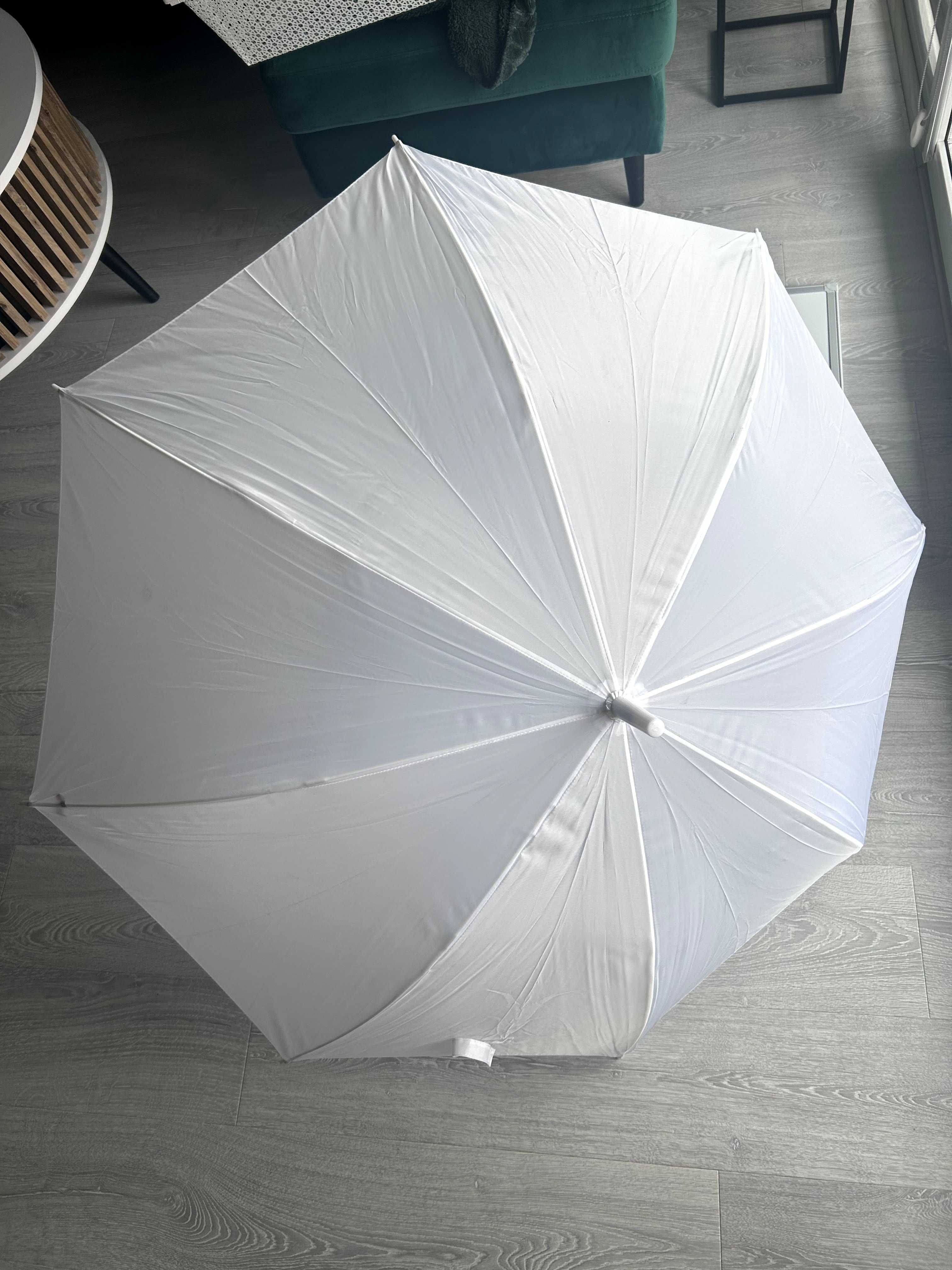 Biały Parasol Biała Parasolka Ślub Duży XXL