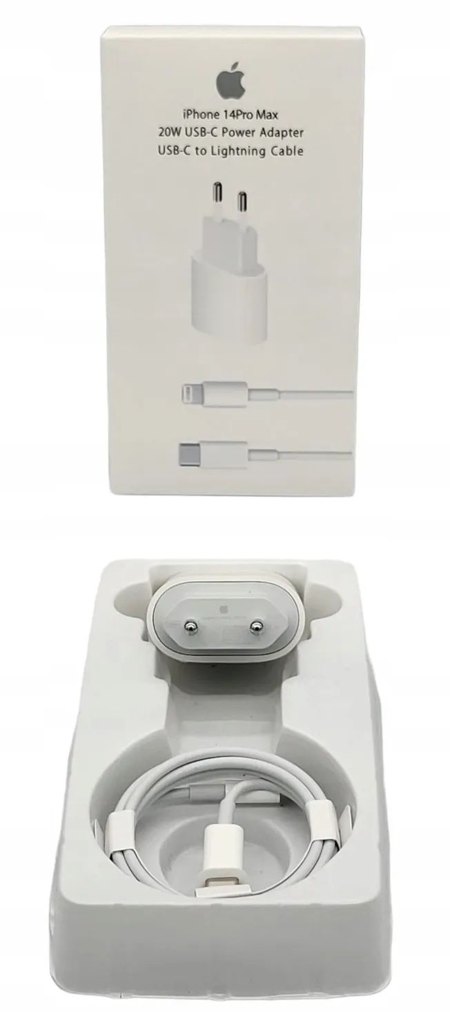 Szybka Ładowarka Apple 20W z kablem Lighting 1m do iPhone (14 Pro Max)