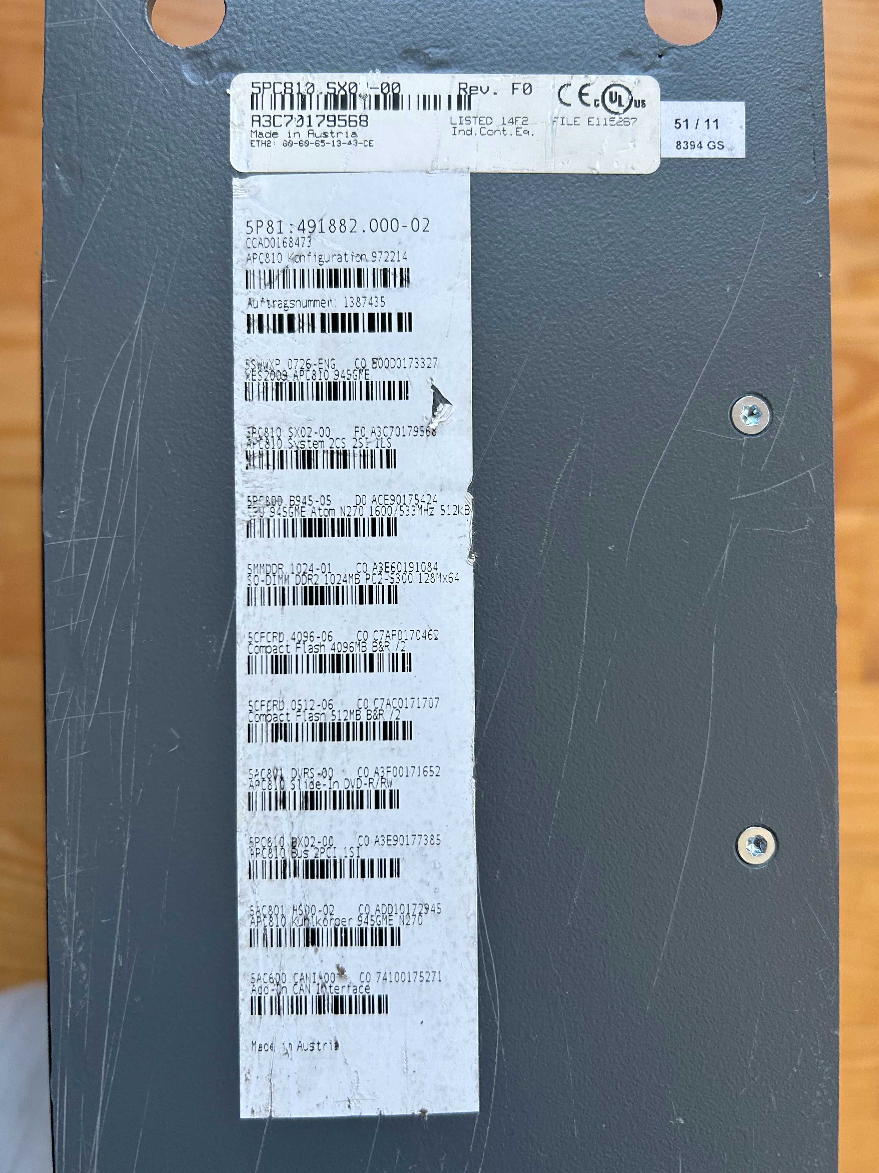 Komputer przemysłowy B&R Automation PC810 Intel Atom 5PC810.SX02-00