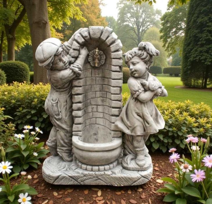Fontanna ogrodowa czerpak z dziećmi figura ogrodowa