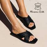 Massimo Dutti шкіряні жіночі плетені шльопанці