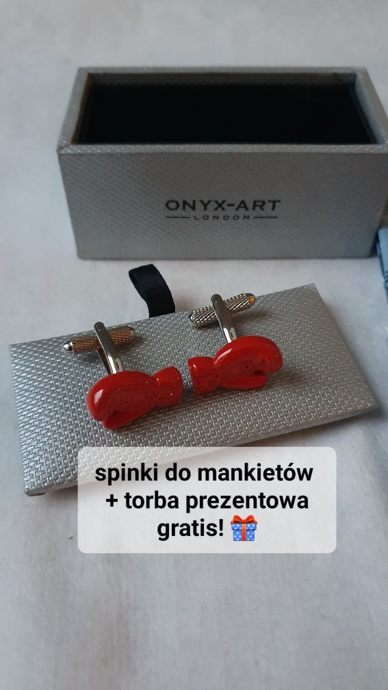 Prezent dla Niego spinki mankietowe rękawice bokserskie + Gratis!
