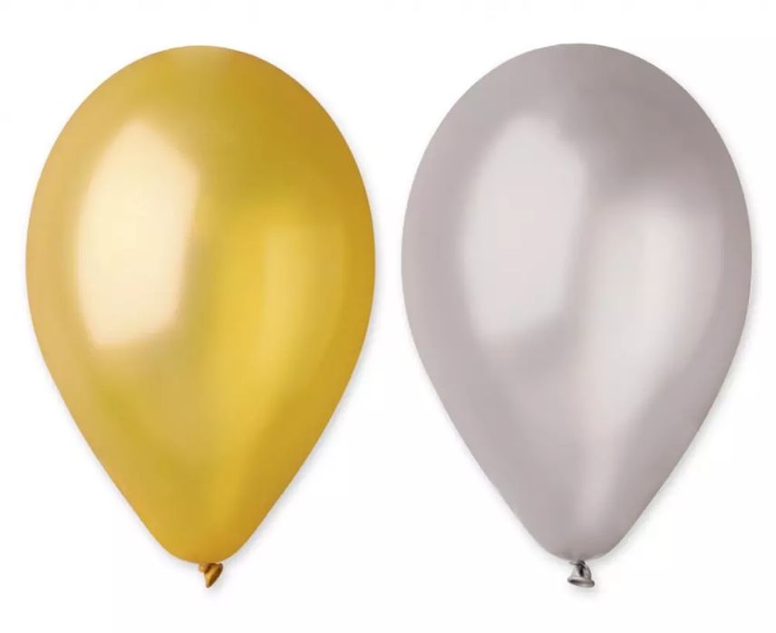 Balony metaliczne srebrne i złote (50 sztuk). Godan