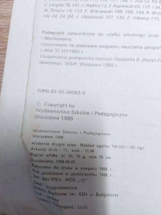 Geografia dla klasy 6, Mordawski, 1986