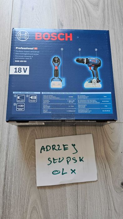Bosch GSB 18V-55 NOWA udarowa wiertarko-wkrętarka Oryginalna plomby