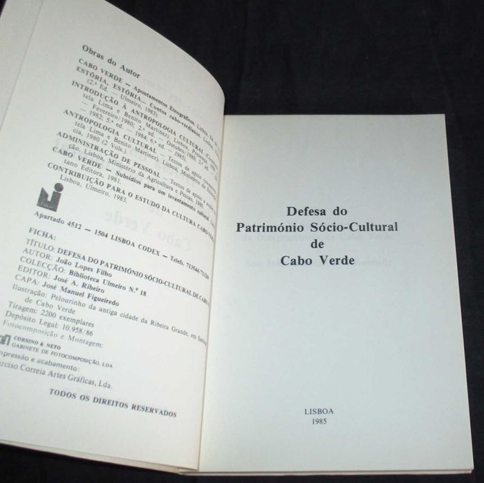 Livro A Defesa do Património Sócio-Cultural de Cabo Verde