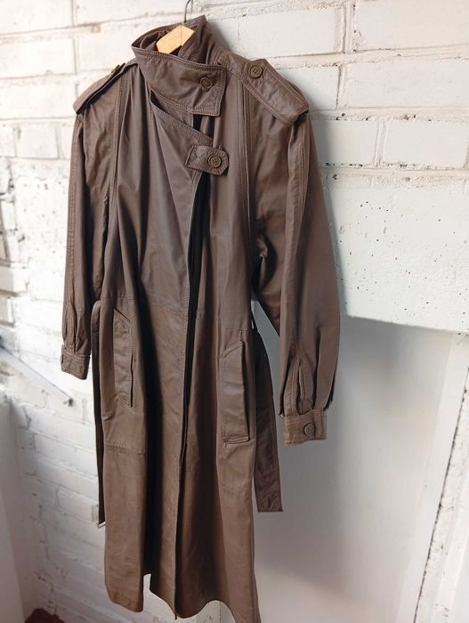 Вінтажний шкіряний плащ, колір мокко