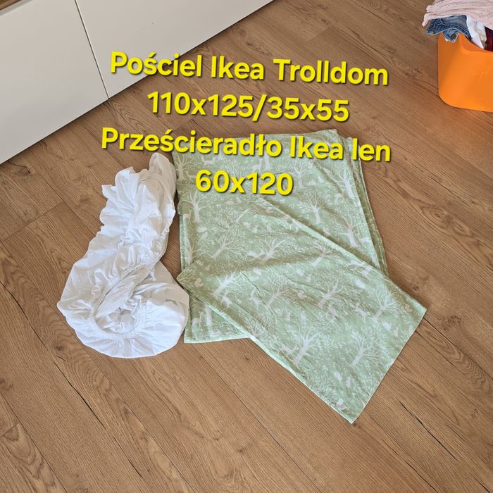 Pościel Ikea Trolldom 110x125 prześcieradło z gumką Ikea len 60x120 ba