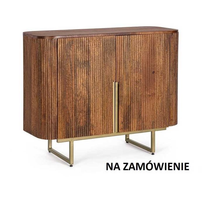 Komoda Vilas z drewna mango na złotych nogach 95x40x80cm Bizzotto