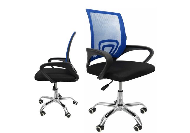 Синее кресло компьютерное на колесиках офисное B619 Blue крісло офісне
