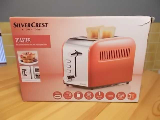 SILVERCREST - toster nowy czerwony łączony z polerowaną stalą