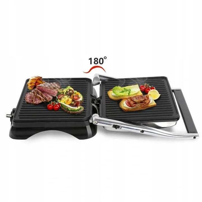 SOLIDNY Grill elektryczny opiekacz Aigostar 2000W ROZKŁADANY METALOWY