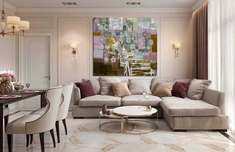 картина  " girl in dandelions " 110-100см