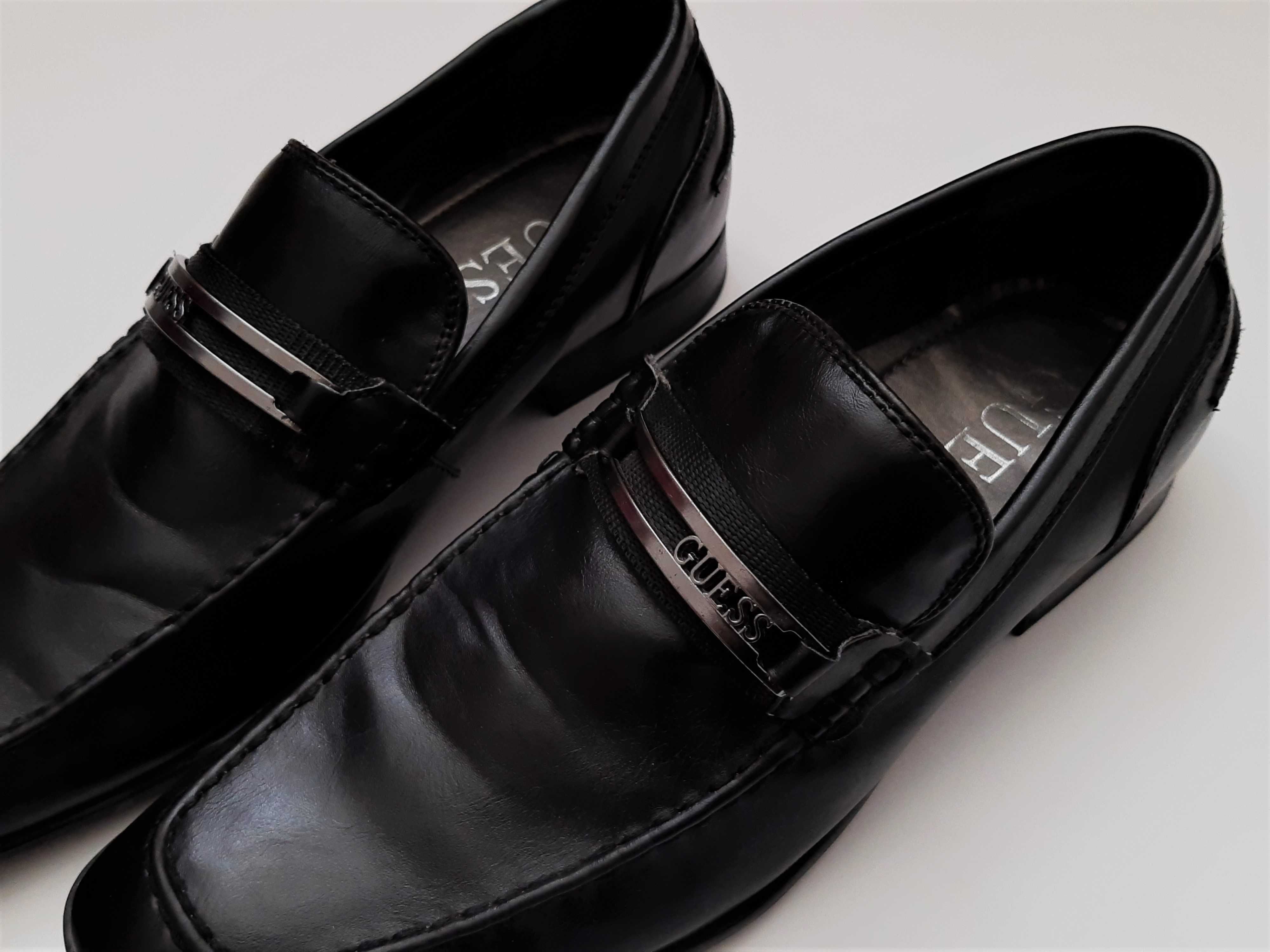 Guess Eleganckie Buty Półbuty Wsuwane Mokasyny Męskie Czarne