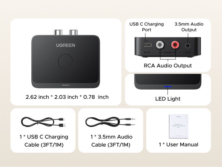 Bluetooth приемник Ugreen BT-505 ,ldac, hi-res audio.