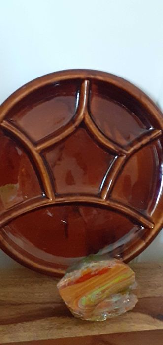 Talerz dzielony porcelit sygnowany retro