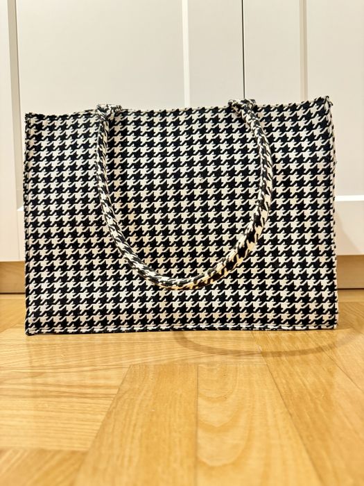 tote bag torba shopper w kratkę sinsay