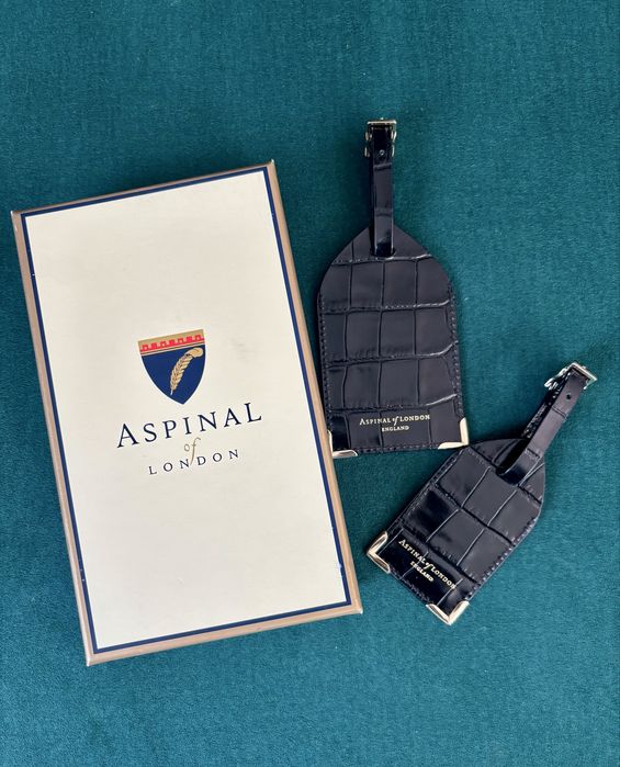 Aspinal of London identyfikator, zawieszka do walizki 2 sztuki skóra