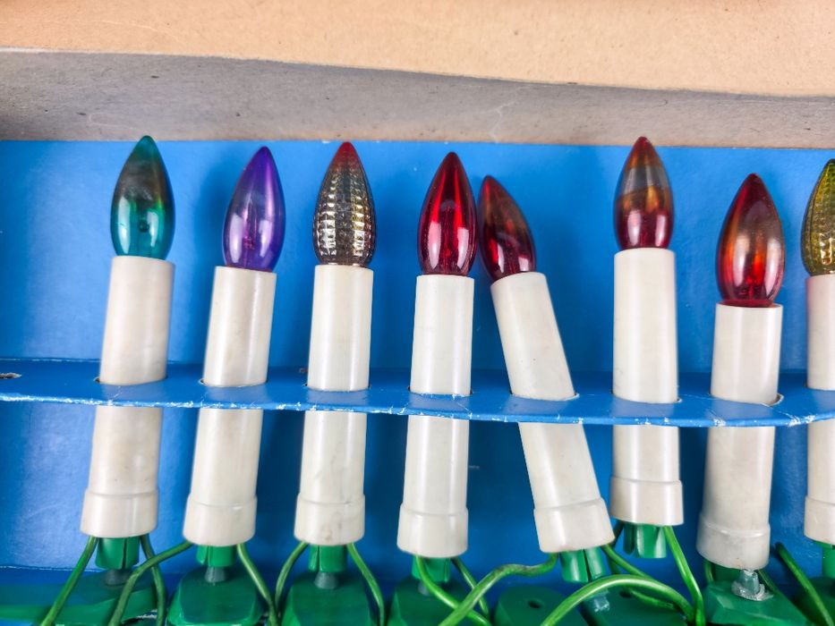 Komplet lampek choinkowych na klipsach PRL Millenium ozdoba świąteczna