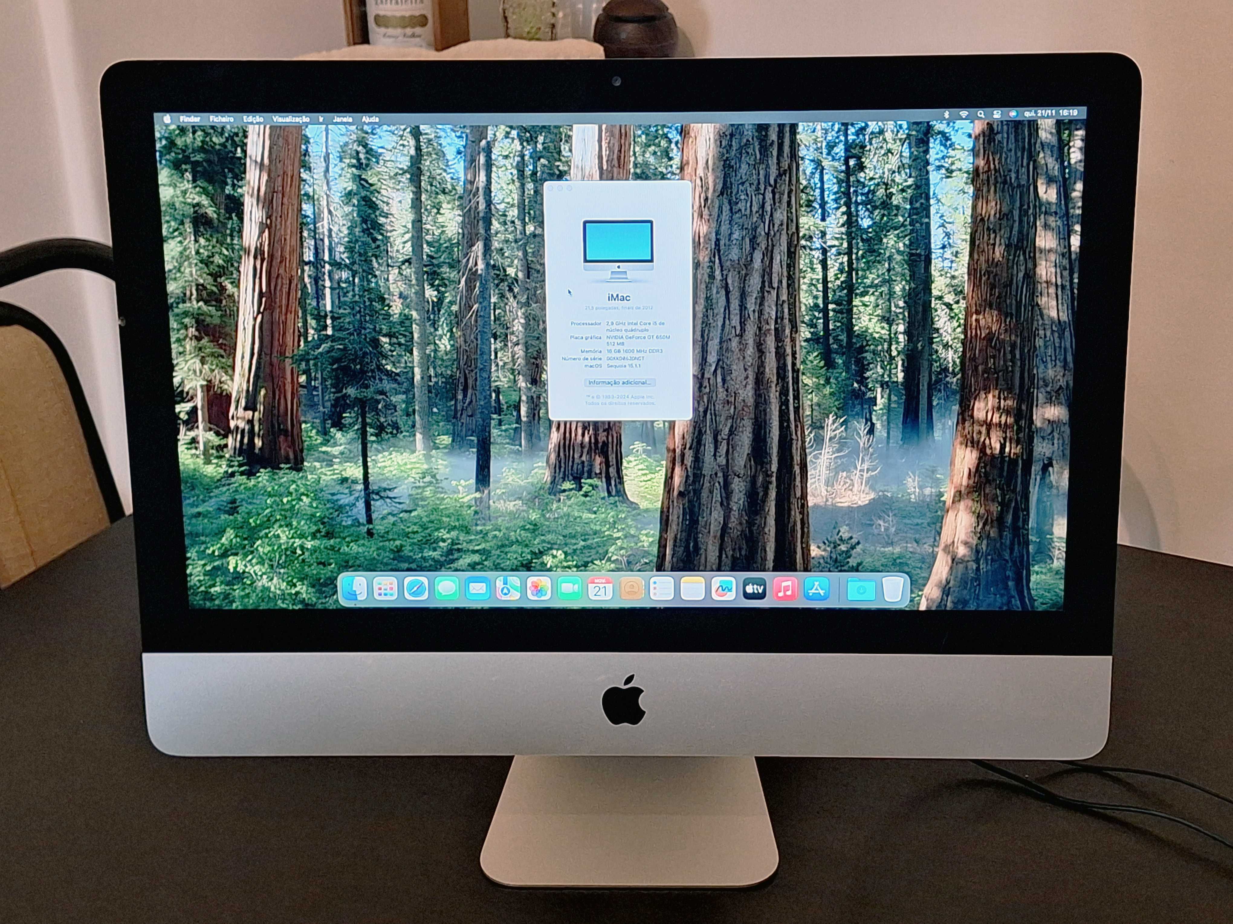 iMac 21.5" CPU i5 3.2Ghz, SSD 500Gb  com o macOS Sequoia, rápido