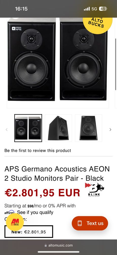 Monitores Estúdio Colunas Hi-fi APS AEON 2 Germano Acoustics