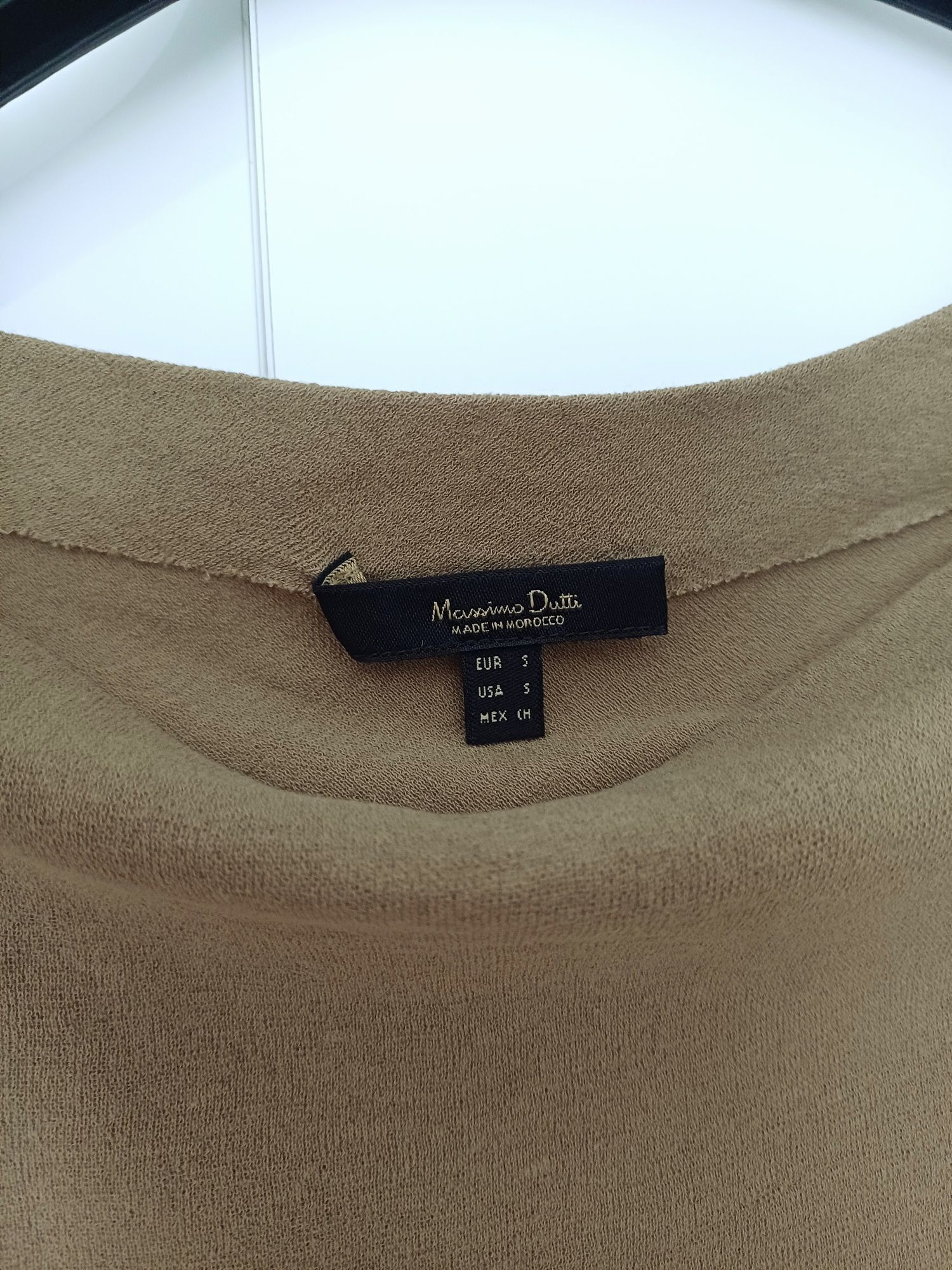 Massimo Dutti asymetryczny top z drapowaniem oliwkowy bawełna bluzka