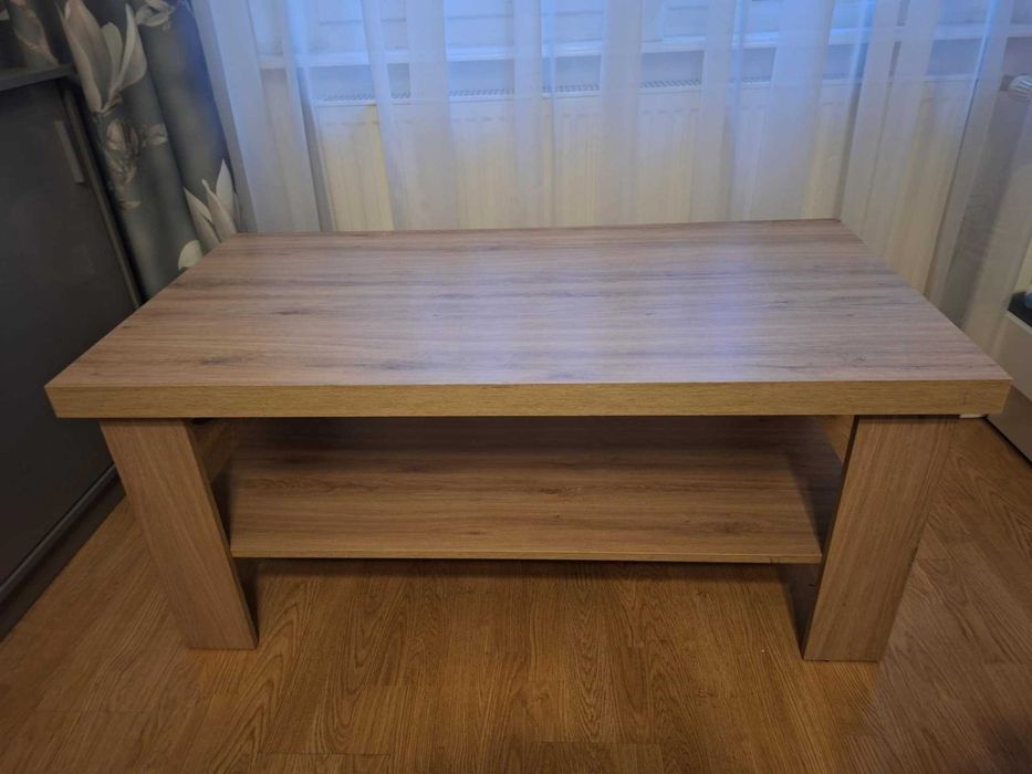 stolik kawowy - ława 120 cm z dolną półką do salonu. Dąb artrisan.