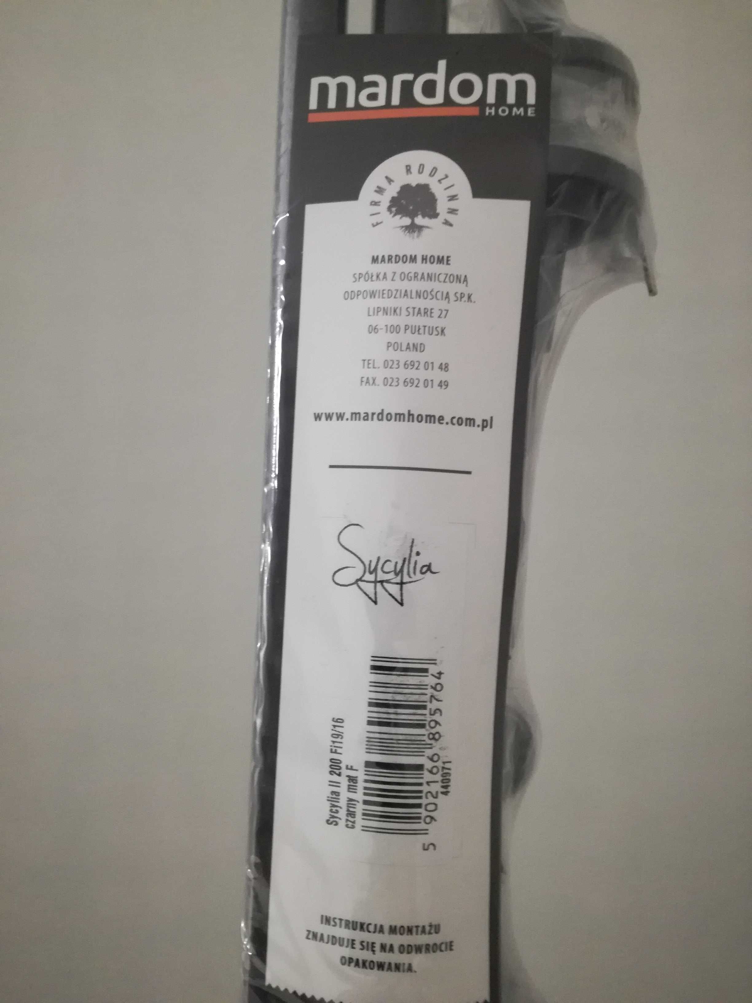 Karnisz Sycylia 200 cm podwójny czarny mat 19/16 mm