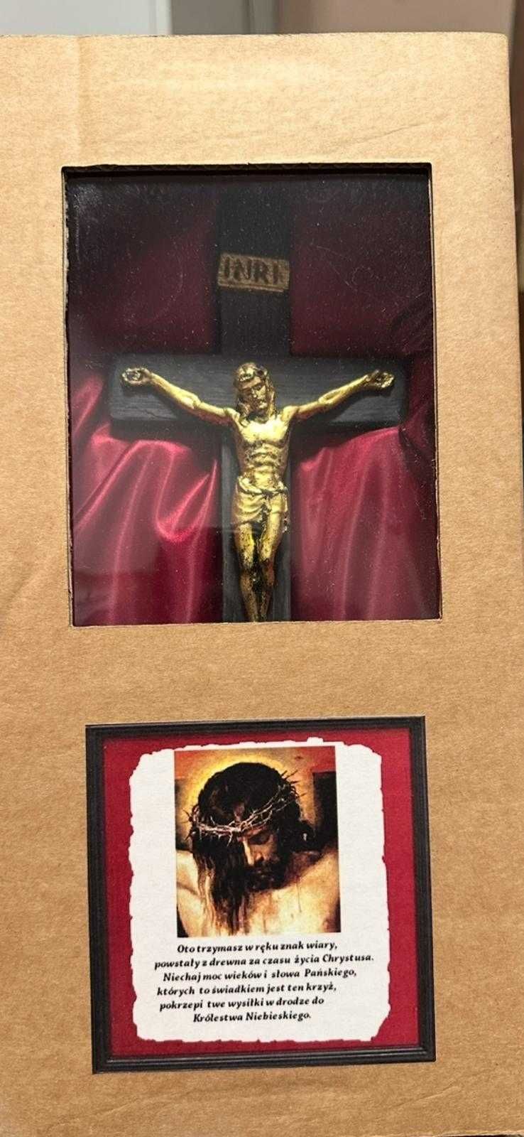 Krzyż drewniany stojący wiszący z czarnego drewna czarny dab