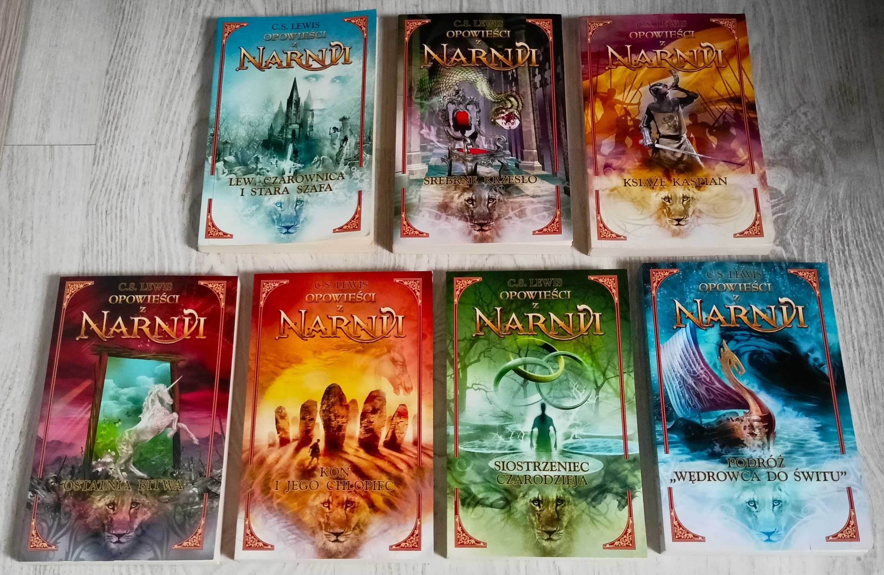 7x Lewis Opowieści z Narnii Srebrne krzesło Koń Książę Kaspian Bitwa
