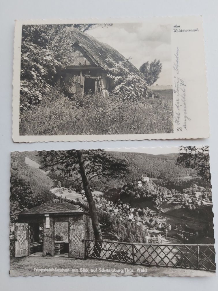 2 stare niemieckie pocztówki Feldpost 1942r. Obieg,  znaczek.