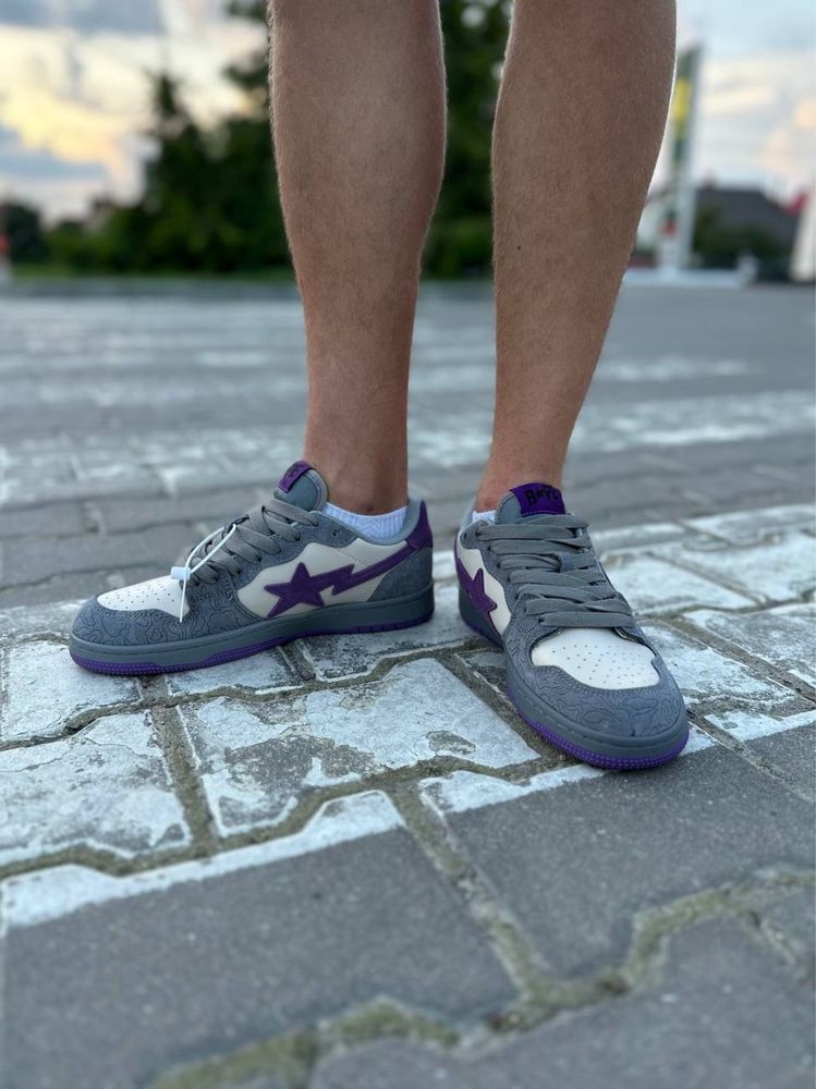 Кросівки Bape Court Sta Low 'Mist Grey Royal Purple' (44,45)