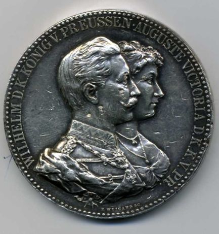 Серебрянная настольная медаль, антиквариат, Германия, большая, тяжёлая