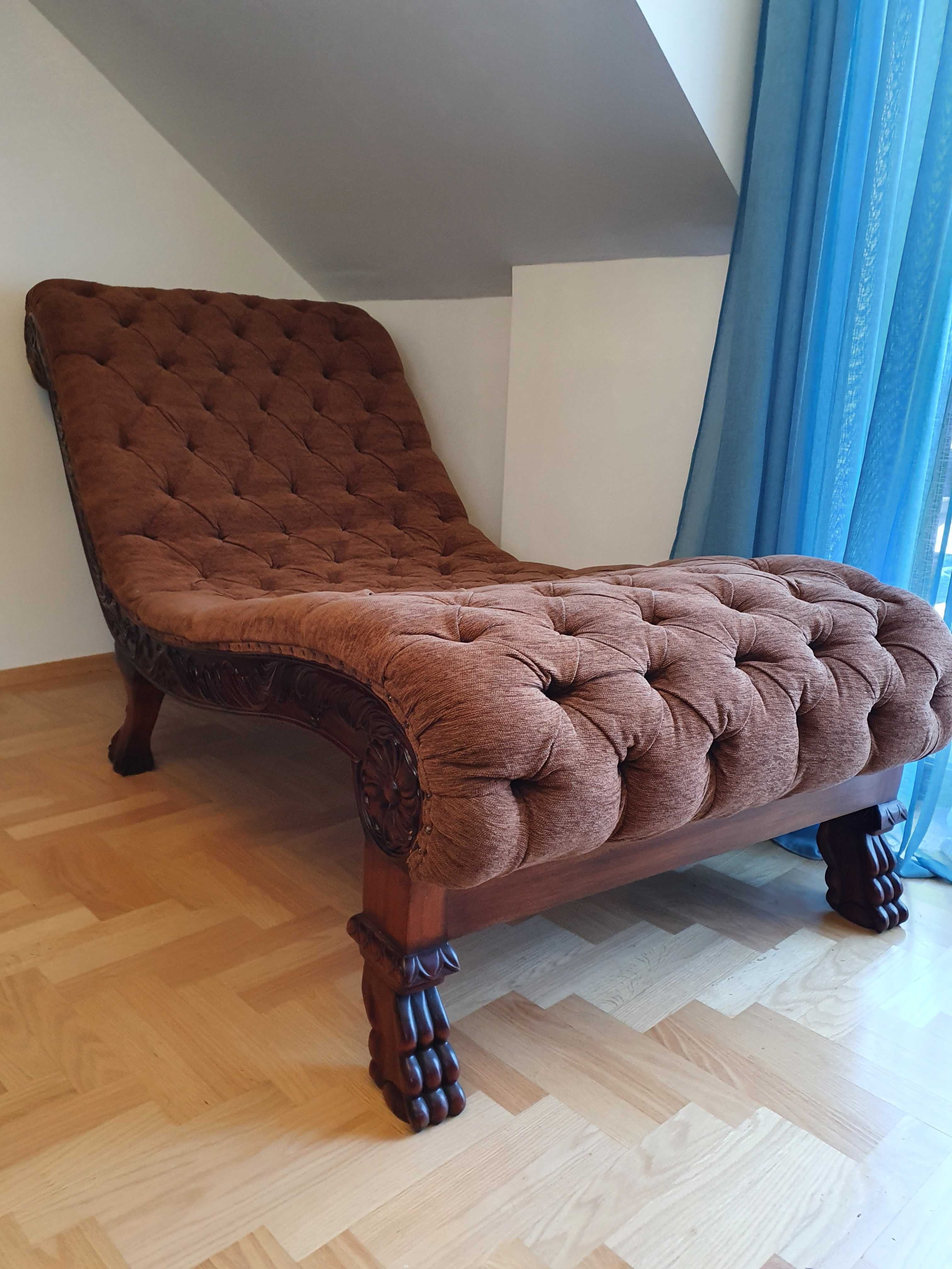 Designerski brązowy i bardzo duży szezlong