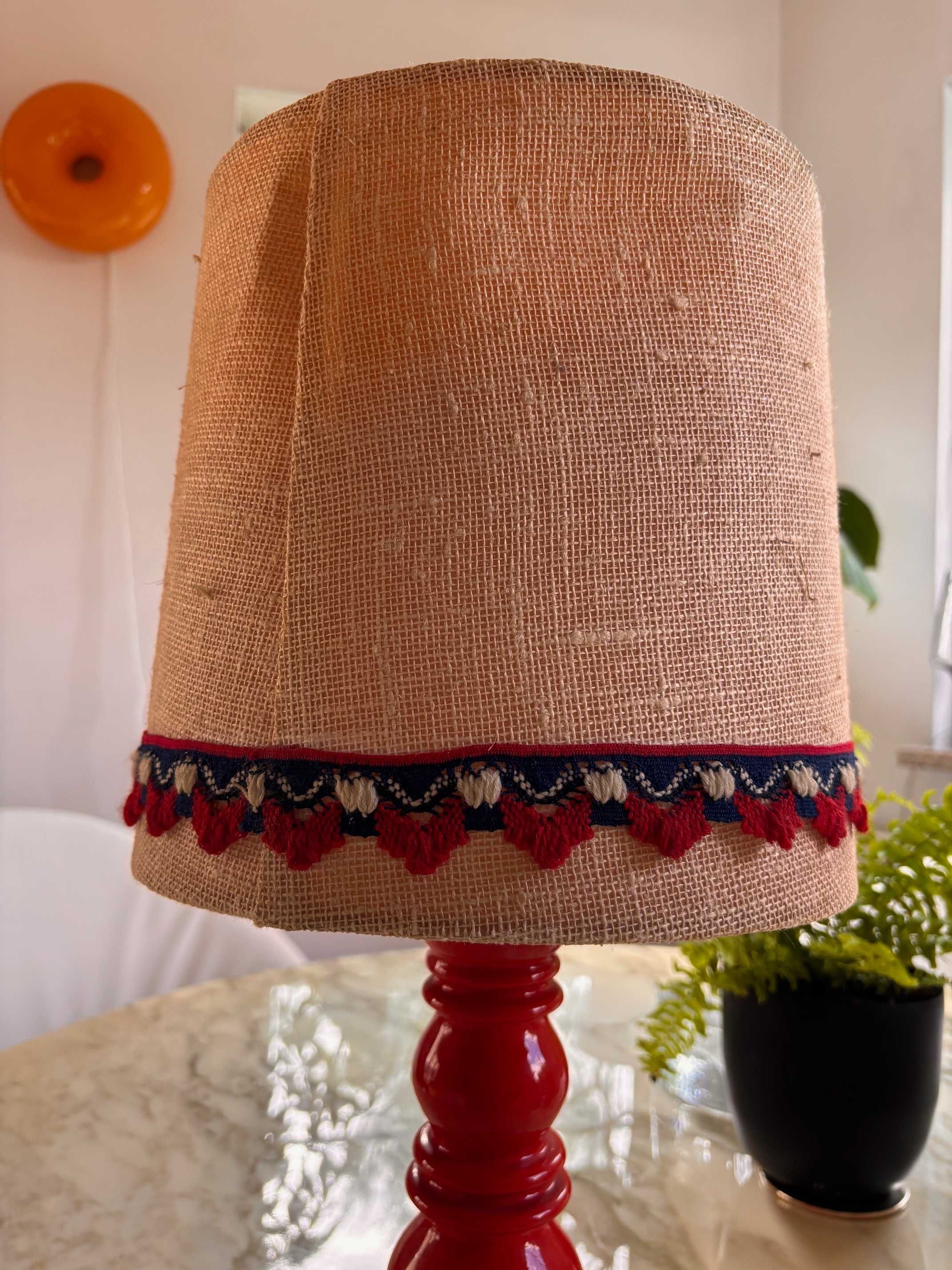 Lampa stołowa nocna vintage ceramiczna west germany czerwona