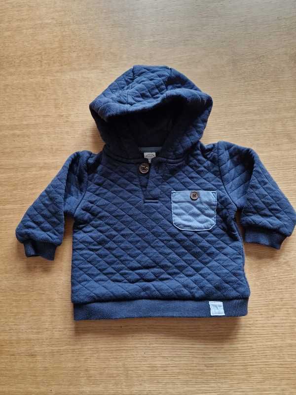 Cieplejsza bluza z kapturem granatowa Cool Club dla 68 3-6 M