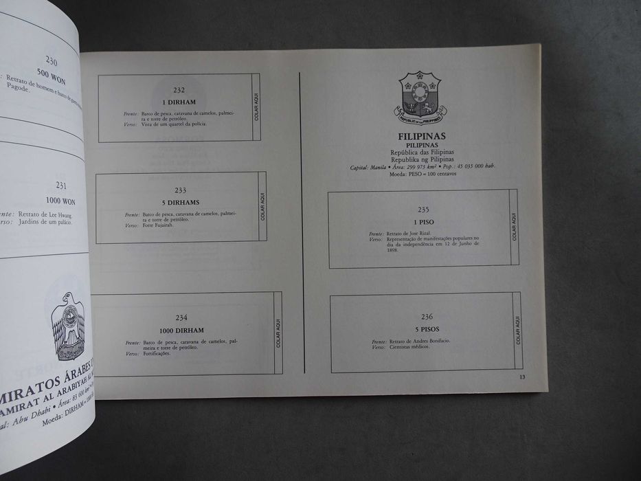 Caderneta de cromos vazia Notas de todo o mundo - Volume II - Ásia