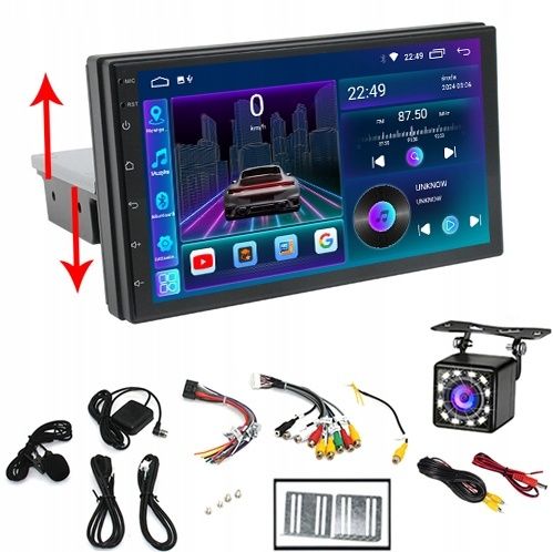 ZESTAW Radio 1-Din 7 cali 2GB, kamera cofania, ramka - do ANDROID iOS