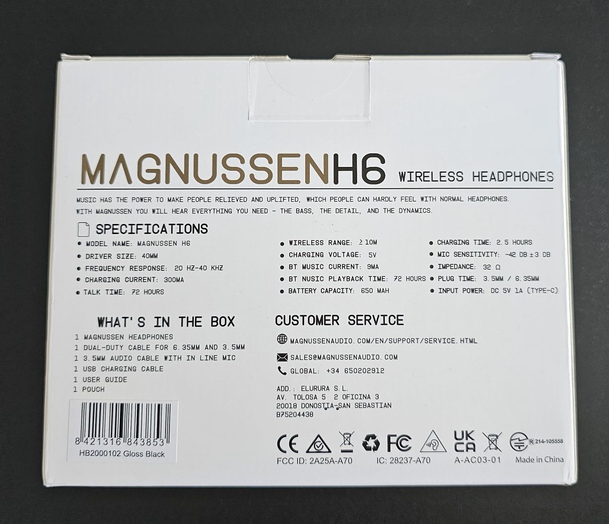 Nowe słuchawki bezprzewodowe Magnussen H6 czarne Bluetooth + jack