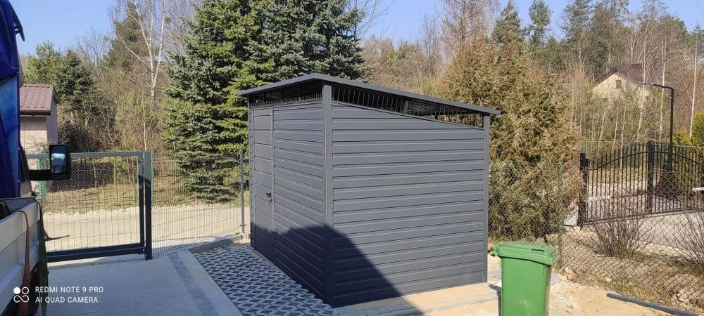 Altanka blaszana 3x3 plus 2x3 w kolorze drewnopodobnym, profil ocynk