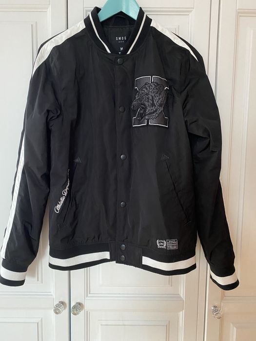 Kurtka bejsbolówka Smog New Yorker, oversize, r. M, czarna, haft