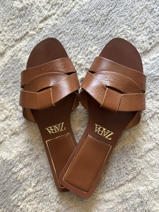 Klapki zara brązowe