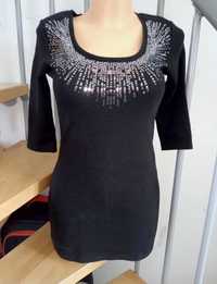 Sukienka mini czarna tunika srebrne cekiny