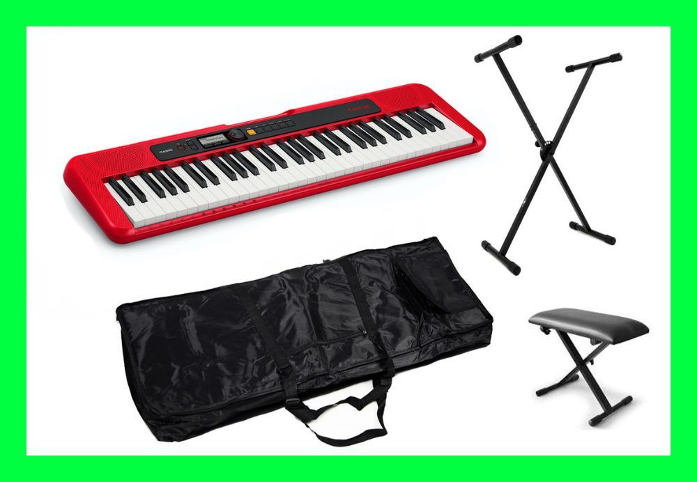 CASIO CT-S200 Czerwony Keyboard + Statyw Pokrowiec Ławka | ZESTAW