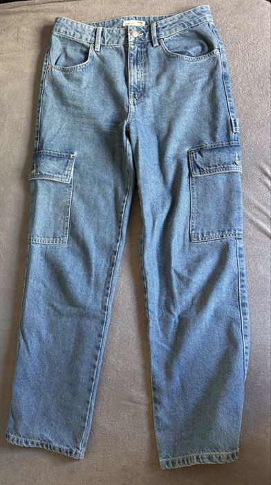Jeansy wide leg cargo