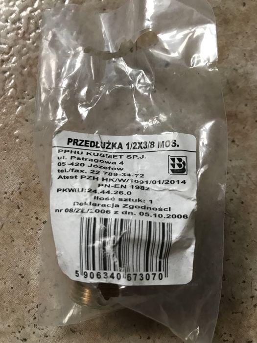 OKAZJA!!! Przedłużka 1/2 x 3/8 mosiężna NOWA