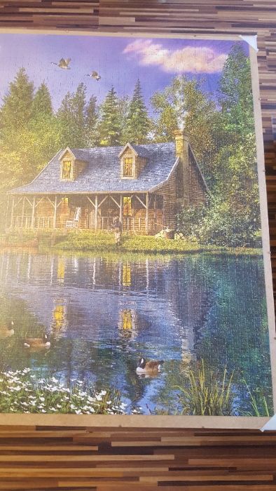 Puzzle puzle ułożone dom nad jeziorem 4000 szt z antyramą Trefl