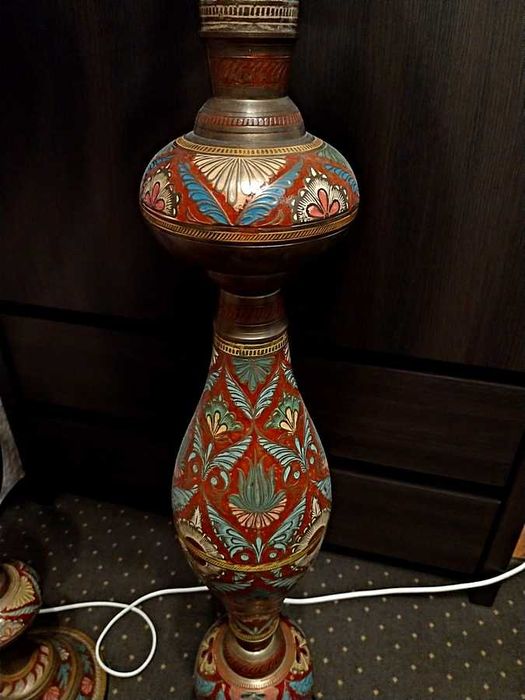 unikalna stylowa lampa stojąca lub stołowa metal mosiądz 2szt - GRUZJA