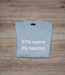 Sweter 97% wełna 3% kaszmir szary gruby splot